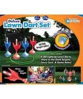 New Deluxe Light Up Lawn Darts Set – Boredom Busters! Play day and night; switch on the darts’ lights and play during dark nights