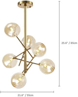 Brand new Dellemade XD00936 Sputnik Chandelier 6-Light Ceiling Light Globe Pendant Lamp for Bedroom, Living Room, Dining Room, Brass/Gold, Includes Bulbs! Retails $160+