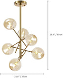 Brand new Dellemade XD00936 Sputnik Chandelier 6-Light Ceiling Light Globe Pendant Lamp for Bedroom, Living Room, Dining Room, Brass/Gold, Includes Bulbs! Retails $160+