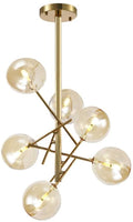 Brand new Dellemade XD00936 Sputnik Chandelier 6-Light Ceiling Light Globe Pendant Lamp for Bedroom, Living Room, Dining Room, Brass/Gold, Includes Bulbs! Retails $160+