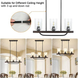 New Depuley 3- Light Kitchen Pendant Light, Flush Mount Ceiling Light Fixture with Glass Shade, Adjustable Farmhouse Black Chandelier Lighting for Kitchen Island Dining Room Restaurant, E26 Base