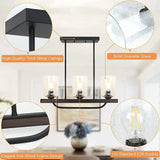 New Depuley 3- Light Kitchen Pendant Light, Flush Mount Ceiling Light Fixture with Glass Shade, Adjustable Farmhouse Black Chandelier Lighting for Kitchen Island Dining Room Restaurant, E26 Base