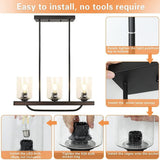 New Depuley 3- Light Kitchen Pendant Light, Flush Mount Ceiling Light Fixture with Glass Shade, Adjustable Farmhouse Black Chandelier Lighting for Kitchen Island Dining Room Restaurant, E26 Base