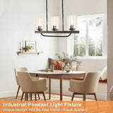 New Depuley 3- Light Kitchen Pendant Light, Flush Mount Ceiling Light Fixture with Glass Shade, Adjustable Farmhouse Black Chandelier Lighting for Kitchen Island Dining Room Restaurant, E26 Base