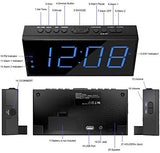 NEW Digital alarm clock-7 inch large LED screen simple digital clock (blue)