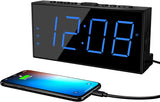 NEW Digital alarm clock-7 inch large LED screen simple digital clock (blue)