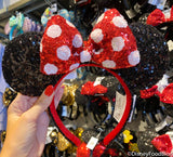 New Disney’s Sparkly Classic Minnie Mouse Ears, Adults! These ears are new but have a slight twist to the original. They’re covered in sparkly sequins!