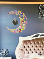 DIY Large Paisley Moon Wall Sticker Clock! Includes everything you need! Easy Application, Repositioning & Removal!
