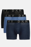 New in package! Men's DKNY 3-Pack Cotton Tech Boxer Briefs, Navy/Blue/Black, Sz M!