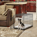 New World 30 INCH Folding Metal Dog Crate, Includes Leak-Proof Plastic Tray; Dog Crate Measures 30L x 19W x 21H Inches, for Medium Dog Breeds