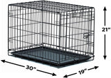 New World 30 INCH Folding Metal Dog Crate, Includes Leak-Proof Plastic Tray; Dog Crate Measures 30L x 19W x 21H Inches, for Medium Dog Breeds