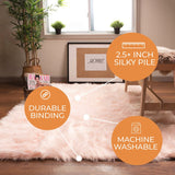 New Wayfair Dominick Handmade Ultra Soft Shag Faux Sheepskin Pink Area Rug, 5Ft X 7Ft! Retails $305+