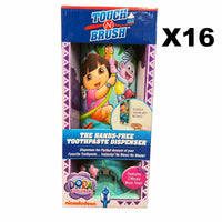LOT 606 LOT OF 16 New Touch n Brush Hands Free Toothpaste Dispenser- Dora the Explorer! Features 2 Minute Music Timer! Official licensed Product! BRAND NEW Shelf Pull, great for re-sell, stores etc Value $320
