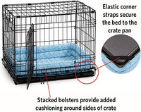 New Double Bolster Pet Bed for Metal Dog Crates, Blue, 22"