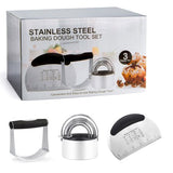 New Stainless Steel Baking Dough Tool Set Anti-slip 3 Pieces! Ideal for making pizza, pastries, doughnuts, ravioli, pasta, scones, muffins, pies, cakes, biscuits or making pancakes.