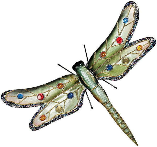 Solid Metal Hand Painted Design Toscano Oversized 25 Inch Wide Dragonfly Wall Decor!