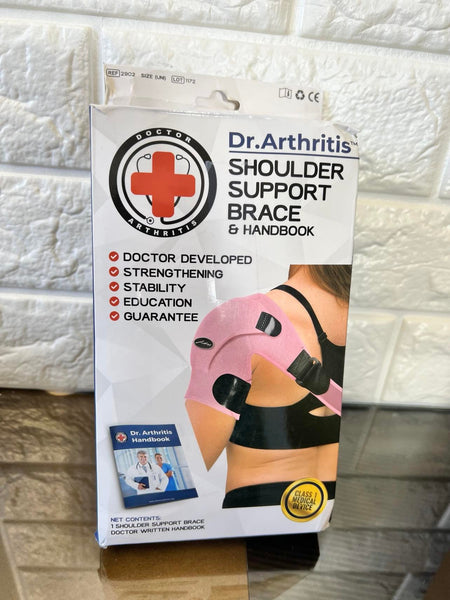 Doctor Developed Shoulder Support/Shoulder Strap/Shoulder Brace [single] & Doctor Written Handbook - Relief For Shoulder Injuries, Arthritis, Sprains & More (Pink)