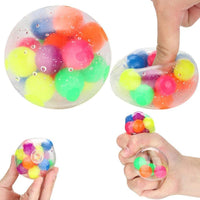 New 2Pcs Stress Relief Balls, Squeeze Ball Toy with DNA Colorful Beads, Sensory Fidget Toys - Relieve Stress Anxiety Hand Exercise Tool for Kids and Adults
