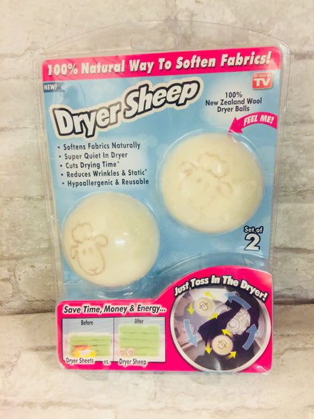 Brand new Dryer Sheep! 100% Natural Way to Soften Fabrics. Save time, money and energy! They're machine washable when they need a refresh, so you can use them again and again!