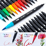 New Dual Tip Art Marker Pens Fine Point Journal Pens & Colored Brush Markers for Kid Adult Colouring Books Drawing Planner Calendar Art Projects (24 Colours)