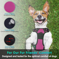 New Eagloo Dog Harness No Pull, Walking Pet Harness with 2 Metal Rings and Handle Adjustable Reflective Breathable Oxford Soft Vest Easy Control Front Clip Harness, Sz S!