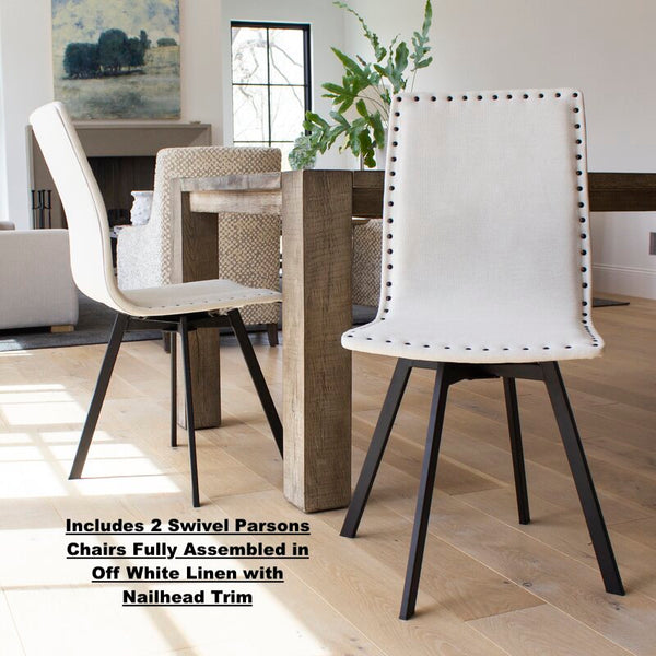 New Wayfair Item! Great Quality Cumminsville Linen Swivel Parsons Chairs in Off White (Set of 2) by Ebern Designs! Retails $225 w/tax!