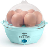 New Nostalgia Retro Premium 7 Capacity Electric Large Hard-Boiled Egg Cooker Poached, Scrambled, Omelettes, Whites, Sandwiches, for Keto & Low-Carb Diets, Aqua