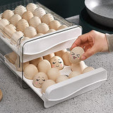 New Cedilis 40 Grid Large Capacity Egg Holder for Refrigerator, 2 Drawers Fridge Egg Containers Organizer, Plastic Household Egg Fresh Storage Box, Clear