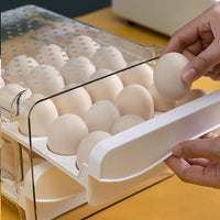 New Cedilis 40 Grid Large Capacity Egg Holder for Refrigerator, 2 Drawers Fridge Egg Containers Organizer, Plastic Household Egg Fresh Storage Box, Clear