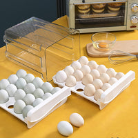 New Cedilis 40 Grid Large Capacity Egg Holder for Refrigerator, 2 Drawers Fridge Egg Containers Organizer, Plastic Household Egg Fresh Storage Box, Clear