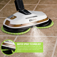 NIB! Elicto ES-500 Corded Electronic Spin Mop and Polisher, Dual Spin Technology, Water Spray Feature with 2 Sets of Reusable Microfiber Mop Heads for Indoor and Outdoor Use