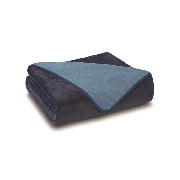 New Elite Home Products All Seasons Navy Blue Polyester Plush Reversible Bed Blanket, Twin Size!