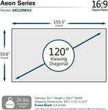 NIB! Elite Screens Aeon, 120 inch Diagonal 4K Home Theater Fixed Borderless Projector Projection Screen, EDGE FREE design that mimics the look of a flat screen television display, but amplifies the size with projection technology. Retail $683 w/tx!