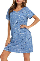 ENJOYNIGHT Nightgown for Women Cotton Short Sleeve Nightshirts Casual Print  Sleepwear