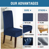 New Wayfair Enova Home SET OF 6 Soft Thick Solid Velvet Fabric Stretchy Universal Dining Chair Slipcovers (Dark Blue), Retails $27+ Winner can buy up to 5 more at winning bid!