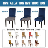 New Wayfair Enova Home SET OF 6 Soft Thick Solid Velvet Fabric Stretchy Universal Dining Chair Slipcovers (Dark Blue), Retails $27+ Winner can buy up to 5 more at winning bid!
