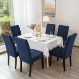 New Wayfair Enova Home SET OF 6 Soft Thick Solid Velvet Fabric Stretchy Universal Dining Chair Slipcovers (Dark Blue), Retails $27+ Winner can buy up to 5 more at winning bid!