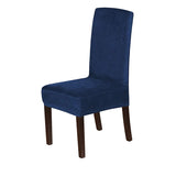 New Wayfair Enova Home SET OF 6 Soft Thick Solid Velvet Fabric Stretchy Universal Dining Chair Slipcovers (Dark Blue), Retails $27+ Winner can buy up to 5 more at winning bid!