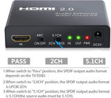 New in box! ESYNIC HDMI 2.0 Audio Extractor Support 4K/60Hz YUV 4:4:4 HDR HDMI to HDMI RCA R/L SPDIF Optical 3.5mm Headphone Jack Audio Converter Suitable for Blu-ray One X PS4 Pro Laptop Projector HDTV