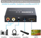 New in box! ESYNIC HDMI 2.0 Audio Extractor Support 4K/60Hz YUV 4:4:4 HDR HDMI to HDMI RCA R/L SPDIF Optical 3.5mm Headphone Jack Audio Converter Suitable for Blu-ray One X PS4 Pro Laptop Projector HDTV