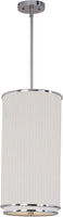 Elements Satin Nickel One-Light Mini Pendant with White Pleat Linen Shade! Bulb Included! Hangs 32-72 Inches!