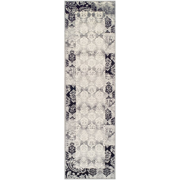 New Wayfair Evan Grey/Black Area Rug Runner by Fleur De Lis Living, 2 Ft 7 Inch X 8 Ft!