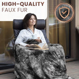 New Everlasting Comfort Luxury Faux Fur Throw Blanket - Soft, Fluffy, Warm, Cozy, Minky, Comfy, Plush (Grey) 50"X65"