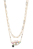New Nordstroms! Protect yourself with this Multi Coloured Crystal Evil Eye Layered Chain Necklace by PANACEA