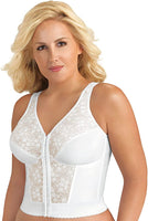 Exquisite Form Front Close Lace Longline Posture Bra, White, Sz 38C!