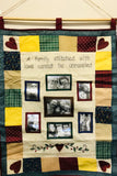 Hanging Family Quilted Photo Collage Family Stitched With LOVE Wall Hanging, includes dowel!