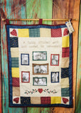 Hanging Family Quilted Photo Collage Family Stitched With LOVE Wall Hanging, includes dowel!