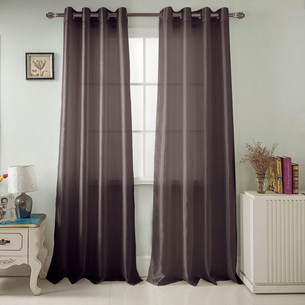 New Mainstays Faux Silk 54 x 84 in. Grommet Curtain Panels (set of 2), Chocolate!