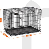 New FEANDREA Dog Pet Crate, 36.4" Foldable Metal Dog Crate with 2 Doors and Adjustable Partition, 36.4 L x 22.6 W x 25.2 H, Black