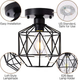 New in box! Femony Flush Mount Ceiling Light,Black Cage Semi Flush Ceiling Light Fixture,Rustic Lighting Fixture for Hallway,Foyer,Bathroom,Living Room, Kitchen, and Bedroom! Black!